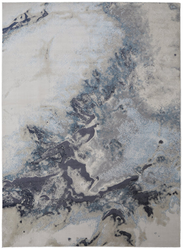 Feizy Rugs Astra Abstract Watercolor Rug – Elevate Your Space With Luxurious Metallic Designs And Soft Texture Blue,Gray,Ivory Polyester,Polypropylene Ara39l4fgrynvyf00