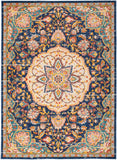 Nourison Passion PSN22 Machine Made Power-loomed Narrow Border Indoor Only Transitional Bohemian Rug Navy Multicolor, Navy Multicolor 100% Polypropylene 99446018816