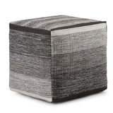 Cube Pouf with Melange Pattern Woven Fabric