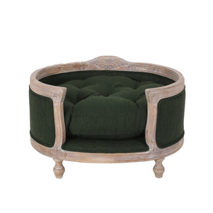 English Elm Pet Bed with Tufted Cushion Solid Birch Turned Legs Upholstered Living Room Sofa Style Old Pine 72913.00PINE