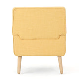 Christopher Knight Home® - Noble House - Eilidh Mid-Century Modern Button Tufted Fabric Chair, Muted Yellow and Natural