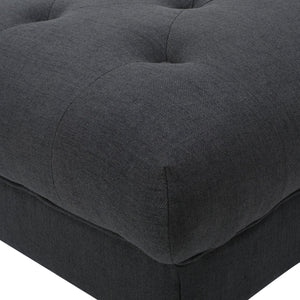 English Elm Madrid Round Tufted Ottoman Plush Cream Polyester Footrest for Living Room Decor 54130.00DGY