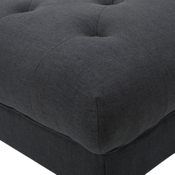 English Elm Madrid Round Tufted Ottoman Plush Cream Polyester Footrest for Living Room Decor 54130.00DGY
