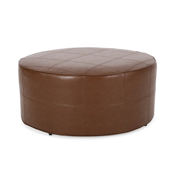English Elm Ottoman Square Faux Leather Footrest with Rustic Grain Texture for Living Room 71832.00