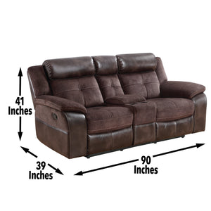 English Elm Steve Silver - Pueblo Dark Brown 3-Piece Manual Reclining Living Room Set with Console Cupholders & Storage B081S00198