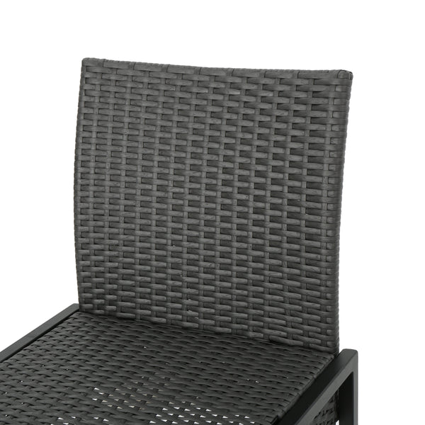 English Elm Christopher Knight Home® - CONWAY Outdoor Wicker Barstool Set of 2 – Powder-Coated Iron Frame, Weather-Resistant Poly Wicker, Stylish Grey 59002.00