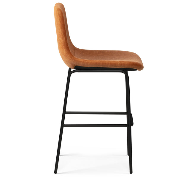 English Elm Jolie Counter Height Stools Set Of 2 - Stylish Camel Brown Vegan Leather For Modern Spaces B136P158759
