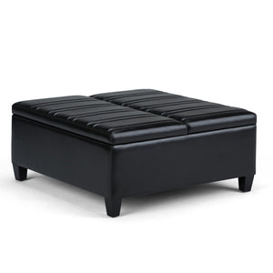 English Elm Ellis - Versatile Midnight Black Coffee Table Storage Ottoman With Lift-Top And Hidden Compartment B136P159156