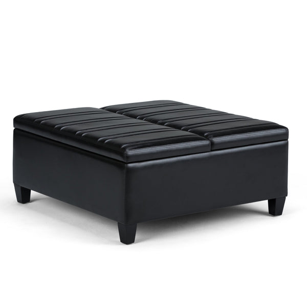 English Elm Ellis - Versatile Midnight Black Coffee Table Storage Ottoman With Lift-Top And Hidden Compartment B136P159156