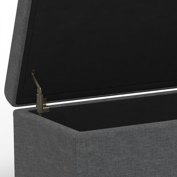 English Elm Avalon Extra Large Storage Ottoman Bench - Slate Grey Upholstered Seat With Hidden Compartment B136P158658