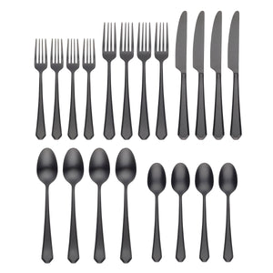 Lenox Cambridge Geo Black Satin 20-Piece Flatware Set NO COLOR METAL 519820DS