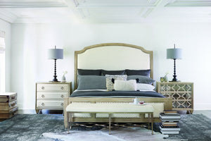 Bernhardt Bernhardt Santa Barbara Queen Panel Bed — Sandstone Wire‑Brushed Oak Veneer, Upholstered Panels & Nailheadtrim K1117