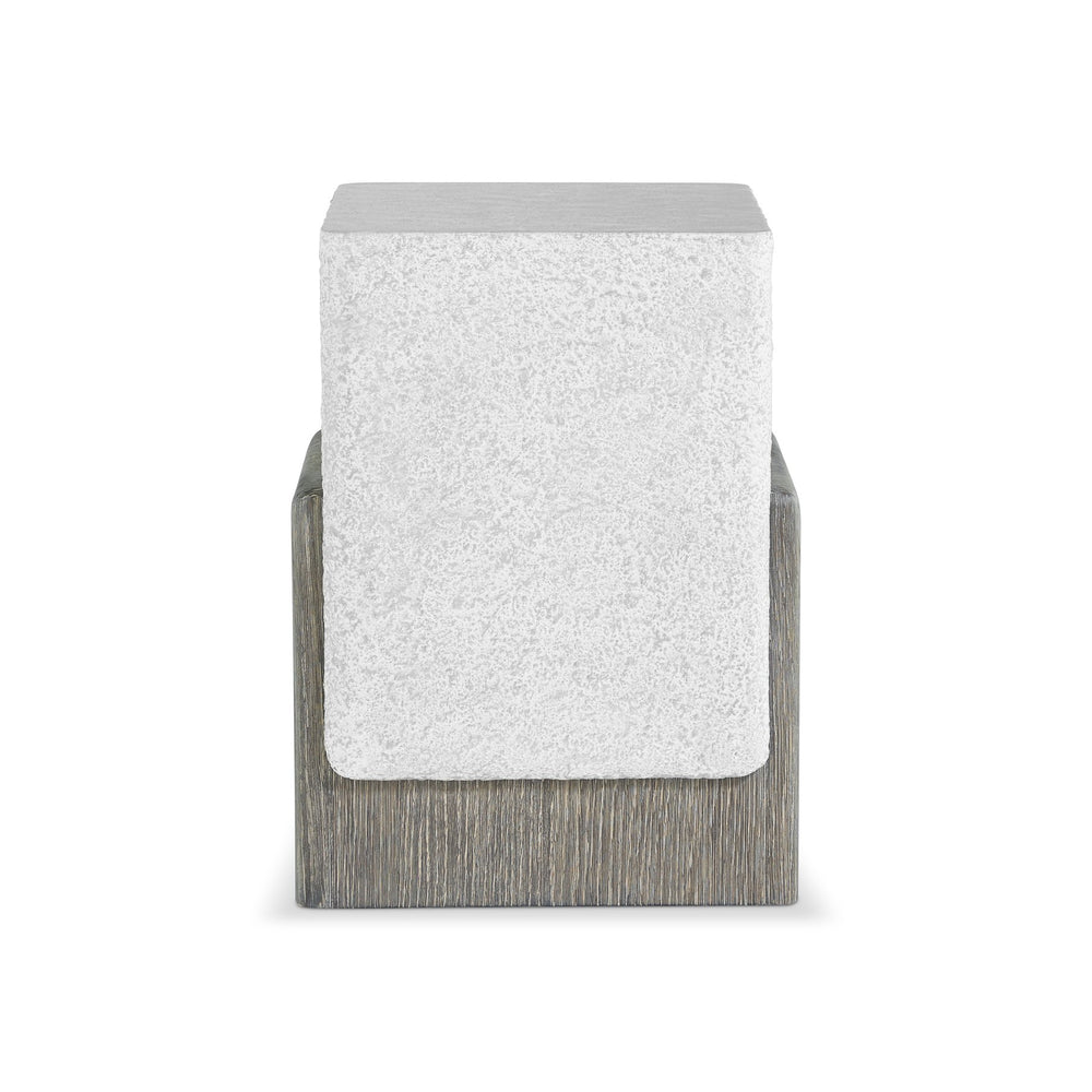 Bernhardt Bernhardt Monolith Accent Table With Faux Stone Millstone Top And Wire‑Brushed Puma Oak Curved Base (22") 343110