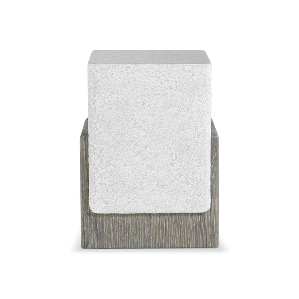 Bernhardt Bernhardt Monolith Accent Table With Faux Stone Millstone Top And Wire‑Brushed Puma Oak Curved Base (22") 343110