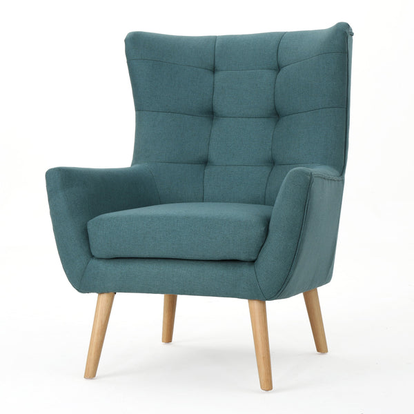 English Elm Club Chair Tufted Back Rubberwood Legs Mid-century Modern Accent Seat for Living Rooms 60751.00DTE