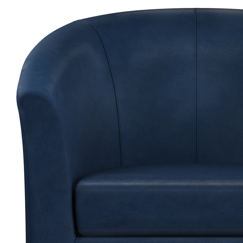 English Elm Austin Tub Chair - Elegant Distressed Dark Blue Vegan Faux Leather For Modern Comfort & Style B136P159642