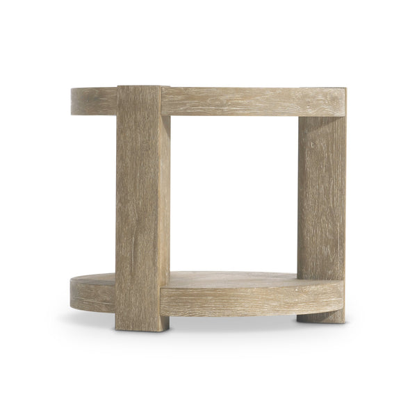 Bernhardt Bernhardt Tribeca Round Side Table With Aurum Wire-Brushed Oak Finish, Lower Shelf & Shaped Legs 333122