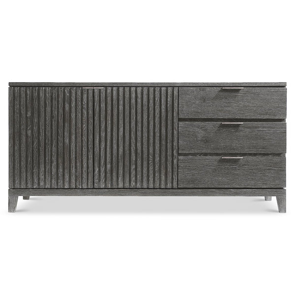 Bernhardt Bernhardt Menton Buffet With Sutton Rustic Oak Finish, Ribbed Doors, Cast Aluminum Pulls, Adjustable Shelves 352132
