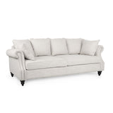 Christopher Knight Home® - Noble House - Manbow Contemporary Fabric Pillowback 3 Seater Sofa With Nailhead Trim