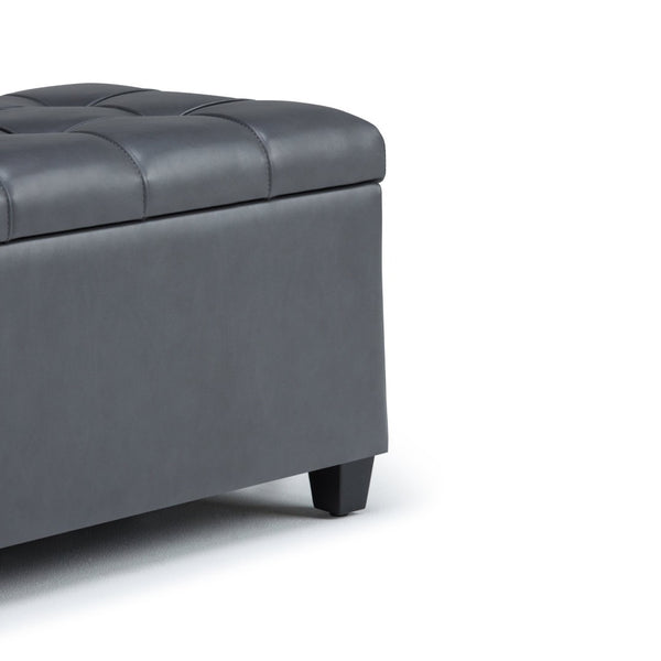 English Elm Sienna Storage Ottoman Bench In Stone Grey - Stylish Seating, Hidden Storage & Easy Care Design B136P159115-GIGA