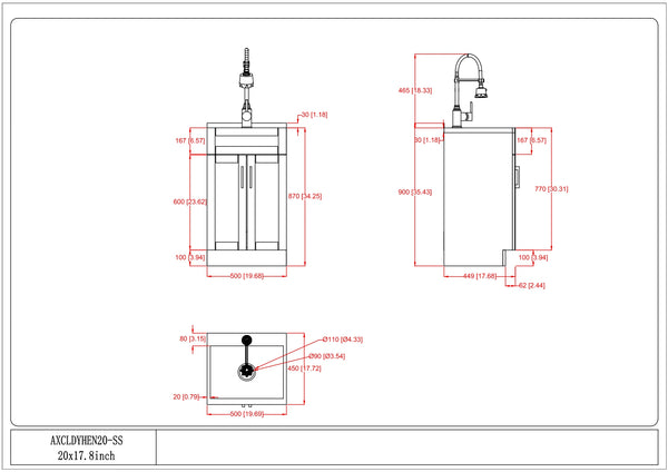 English Elm Hennessy - Stylish 20" Laundry Cabinet With Stainless Steel Sink & Chrome Faucet For Easy Cleaning B136P158796