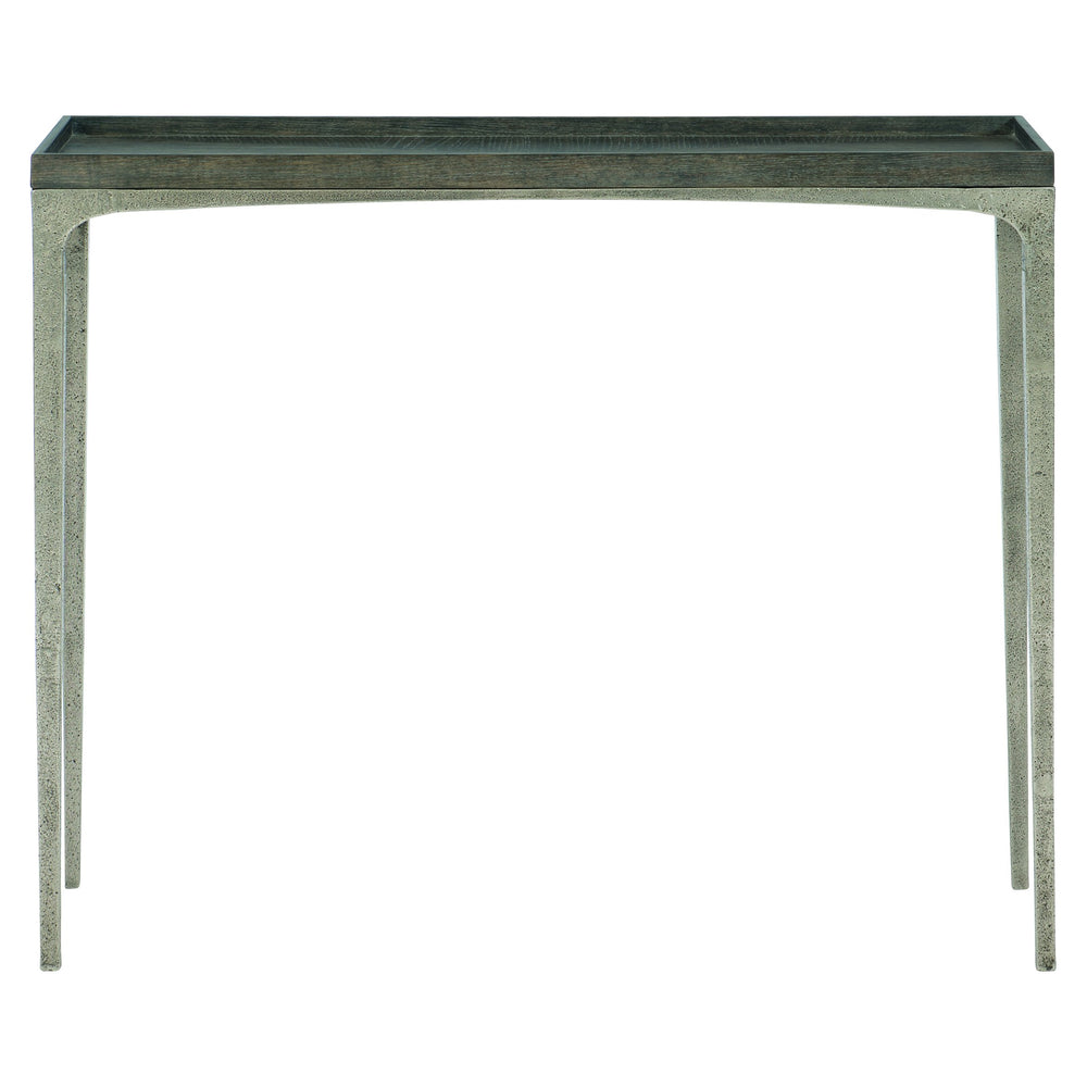 Bernhardt Bernhardt Linea Sofa Table With Cerused Charcoal Oak Top & Textured Graphite Aluminum Base, 36" 384912B