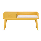 Homelegance By Top-Line Aeron 1-Drawer Cushioned Entryway Bench Yellow Rubberwood