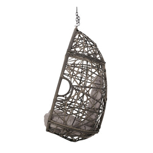 English Elm Marlin Wicker Hanging Egg Chair Teardrop Cocoon Seat for Patio or Sunroom 54672.00BSKGRY-62075.00HNGBLK