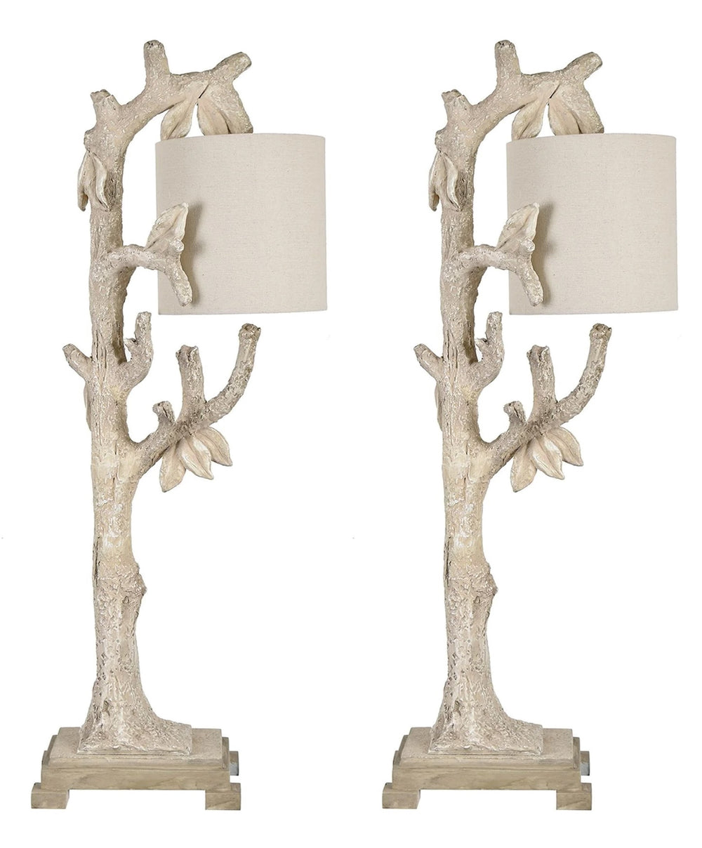 Crestview Collection 36"H Rustic Tan Polyresin Branch Table Lamp With Oatmeal Shade - Nature-inspired Home Decor Accent   Cvavp405