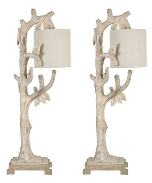 Crestview Collection 36"H Rustic Tan Polyresin Branch Table Lamp With Oatmeal Shade - Nature-inspired Home Decor Accent   Cvavp405
