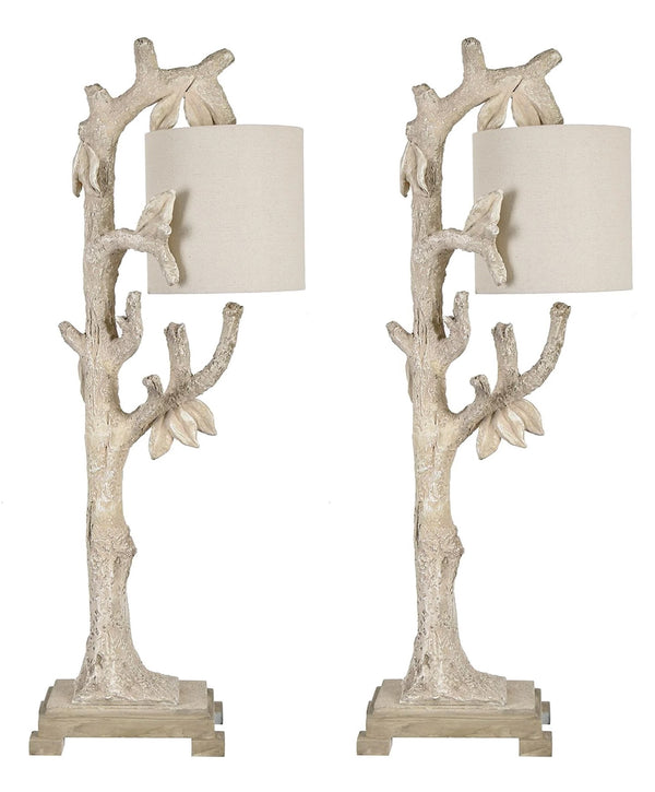 Crestview Collection 36"H Rustic Tan Polyresin Branch Table Lamp With Oatmeal Shade - Nature-inspired Home Decor Accent   Cvavp405