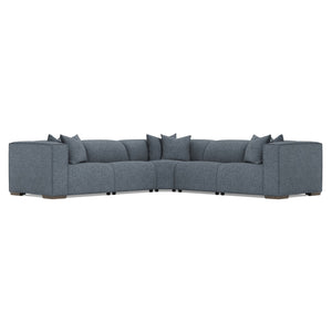 Bernhardt Bernhardt Six-Piece Power Motion Sectional With Pop-Up Headrests, Deep Seats And Tailored Stitch Detailing For Modern Comfort And Durability Blue 127" W x 127" D x 31" H K2183