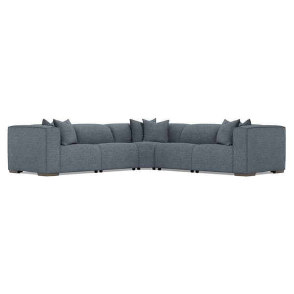 Bernhardt Bernhardt Six-Piece Power Motion Sectional With Pop-Up Headrests, Deep Seats And Tailored Stitch Detailing For Modern Comfort And Durability Blue 127" W x 127" D x 31" H K2183
