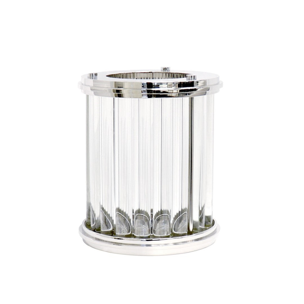 Pasargad Home Lucian Art Deco Lucite & Stainless Steel Hurricane - Stylish Accent For Any Room Clear Lucite & Stainless Steel Psab-684m