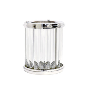 Pasargad Home Lucian Art Deco Lucite & Stainless Steel Hurricane - Stylish Accent For Any Room Clear Lucite & Stainless Steel Psab-684m