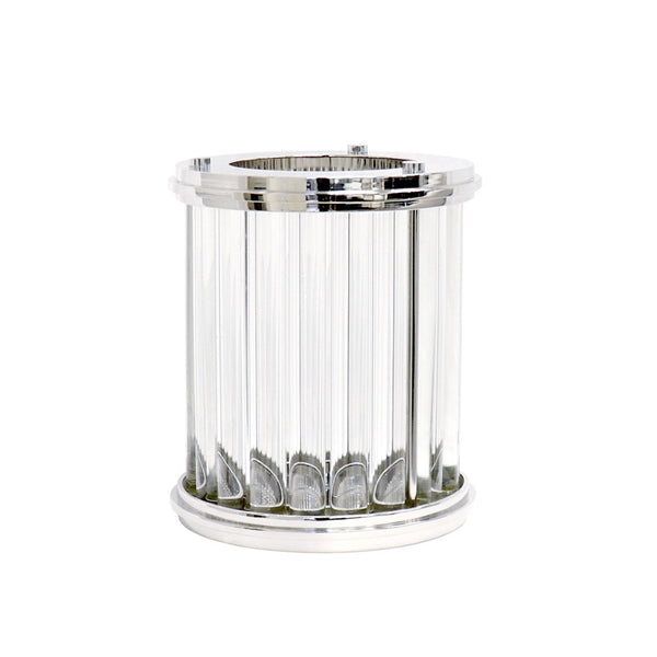 Pasargad Home Lucian Art Deco Lucite & Stainless Steel Hurricane - Stylish Accent For Any Room Clear Lucite & Stainless Steel Psab-684m