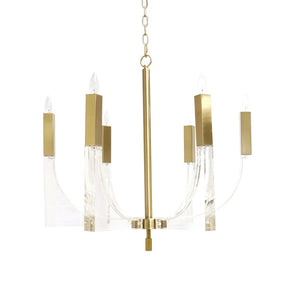 Pasargad Home Omeara Modern Metal & Acrylic Chandelier - Clear Brass Elegance For Any Room Clear Metal & Acrylic Plh3576-6