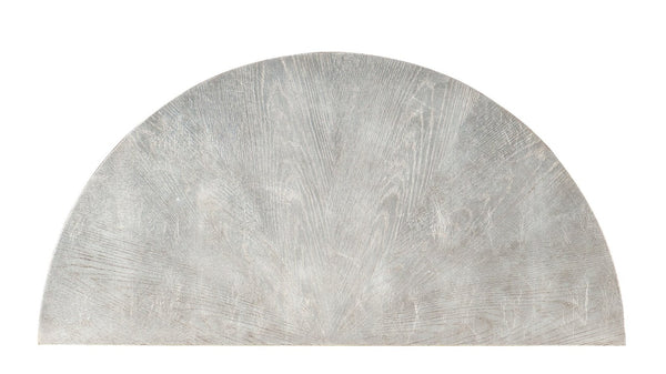 Hooker Furniture Melange Demilune Chest With Silver Leaf Finish — Transitional Oak Veneer Console With Adjustable Shelf And Twist Hardware 628-85656-95