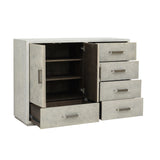 Stone-Textured 5 Drawer Accent Cabinet with Doors Gray with Raffia Palm Finish P301587 Pulaski Furniture