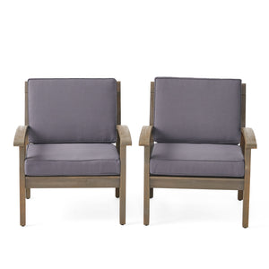 English Elm Christopher Knight Home® - Peyton Club Chair - Durable Acacia Wood Frame With Water-Resistant Cushions For Ultimate Outdoor Comfort 57973.00GRY