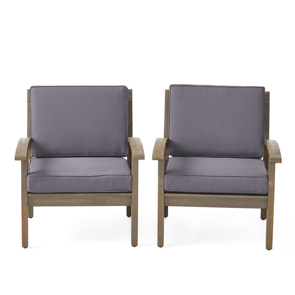 English Elm Christopher Knight Home® - Peyton Club Chair - Durable Acacia Wood Frame With Water-Resistant Cushions For Ultimate Outdoor Comfort 57973.00GRY