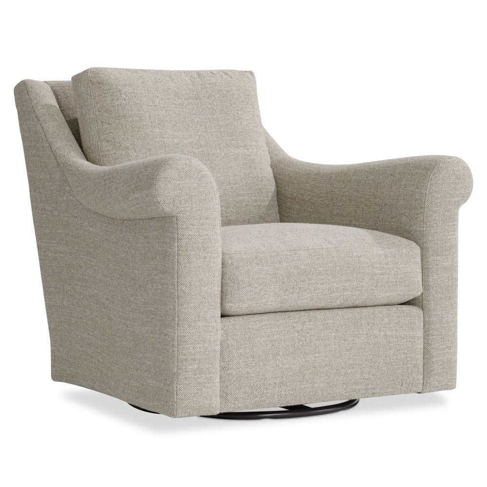 Bernhardt Bernhardt Keirnan Swivel Chair — Made-To-Order Fabric, Rolled Arms, Knife-Edge Cushions, 360° Base Durability P4362SA