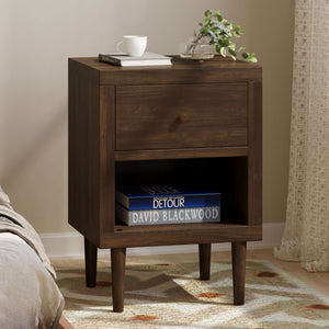 English Elm Christopher Knight Home® - 1-Drawer Nightstand - Compact Modern Design, Faux-Wood Finish, Easy Assembly, Perfect For Small Spaces 72036.00WALN