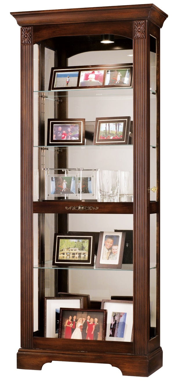 Hekman Furniture 680420 Howard Miller Lighted Curio Cabinet – Elegant Display With Adjustable Glass Shelves & Locking Door Hampton Cherry Ricardo Curio Cabinet 680420
