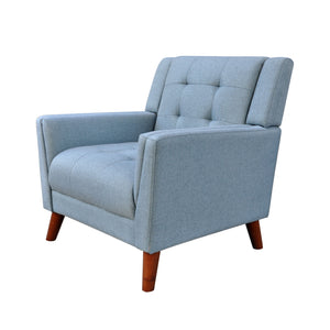English Elm Christopher Knight Home® - Greenmont Upholstered Armchair with Tufted Back, Flared Arms & Birch Legs — Cozy Durable Craftsmanship Blue 30.5 L x 28.75 W x 18 H 62263.00BLU