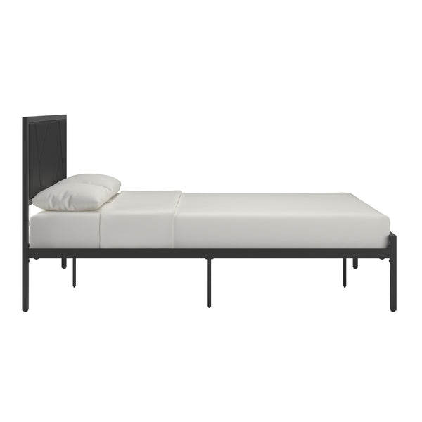 Homelegance By Top-Line Noelle Metal Platform Bed with Geometric Headboard Black Metal