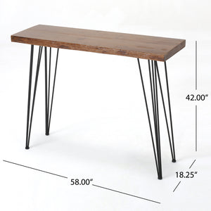 English Elm Christopher Knight Home® - BAR TABLE Rustic Natural MDF Top with Hairpin Iron Legs — Compact Stable Bistro Table for Small Spaces 62138.00