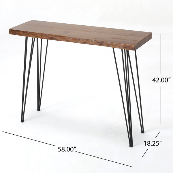 English Elm Christopher Knight Home® - BAR TABLE Rustic Natural MDF Top with Hairpin Iron Legs — Compact Stable Bistro Table for Small Spaces 62138.00