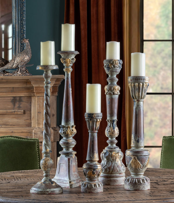 Delgado Carved Wood Candle Holder, 29" EAB36090 Park Hill