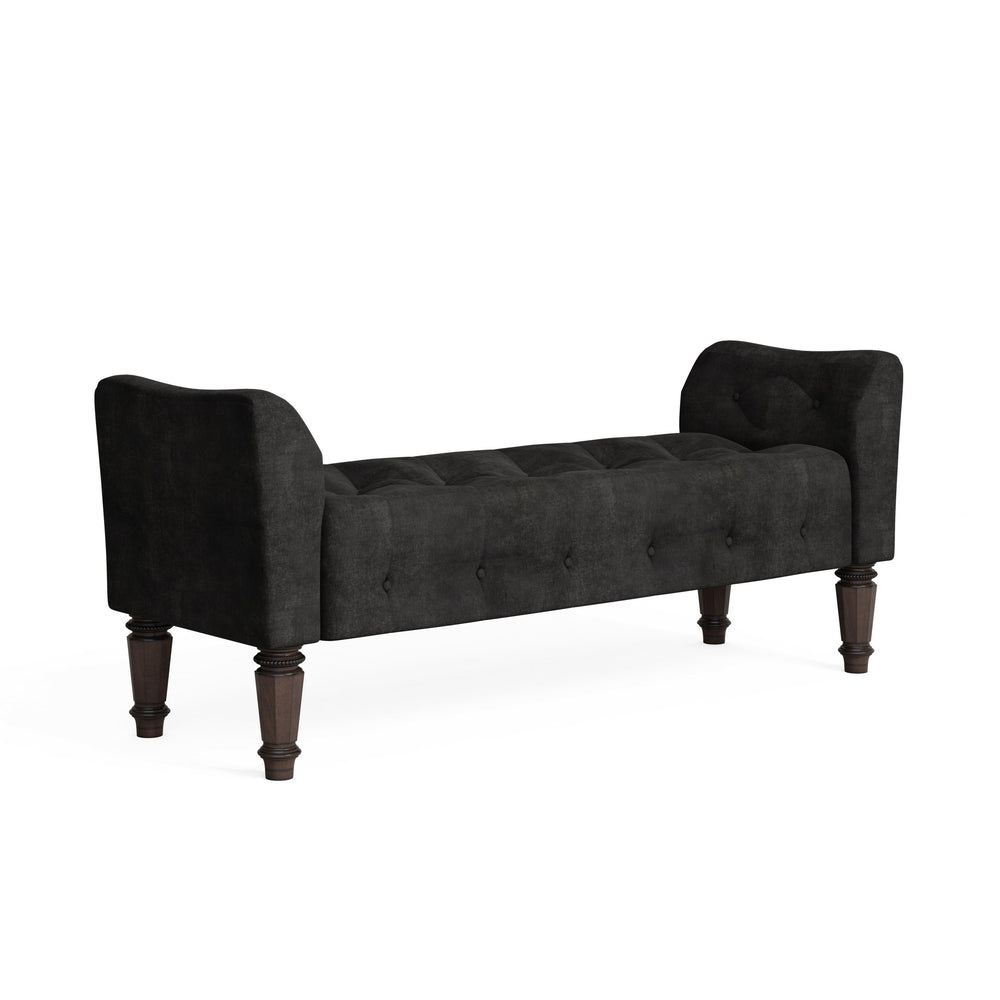 A.R.T. Furniture Revival Bed Bench - Opulent Charcoal Velvet, Diamond Tufted Design, Traditional Napa Mahogany Finish Black, Brown Rubberwood Solids,Quarter Mahogany Veneer,Foam,Fabric 328149-1730